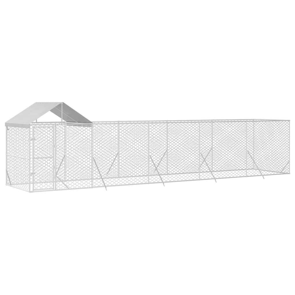 Outdoor-Hundezwinger mit Dach Silbern 10x2x2,5 m Stahl Verzinkt