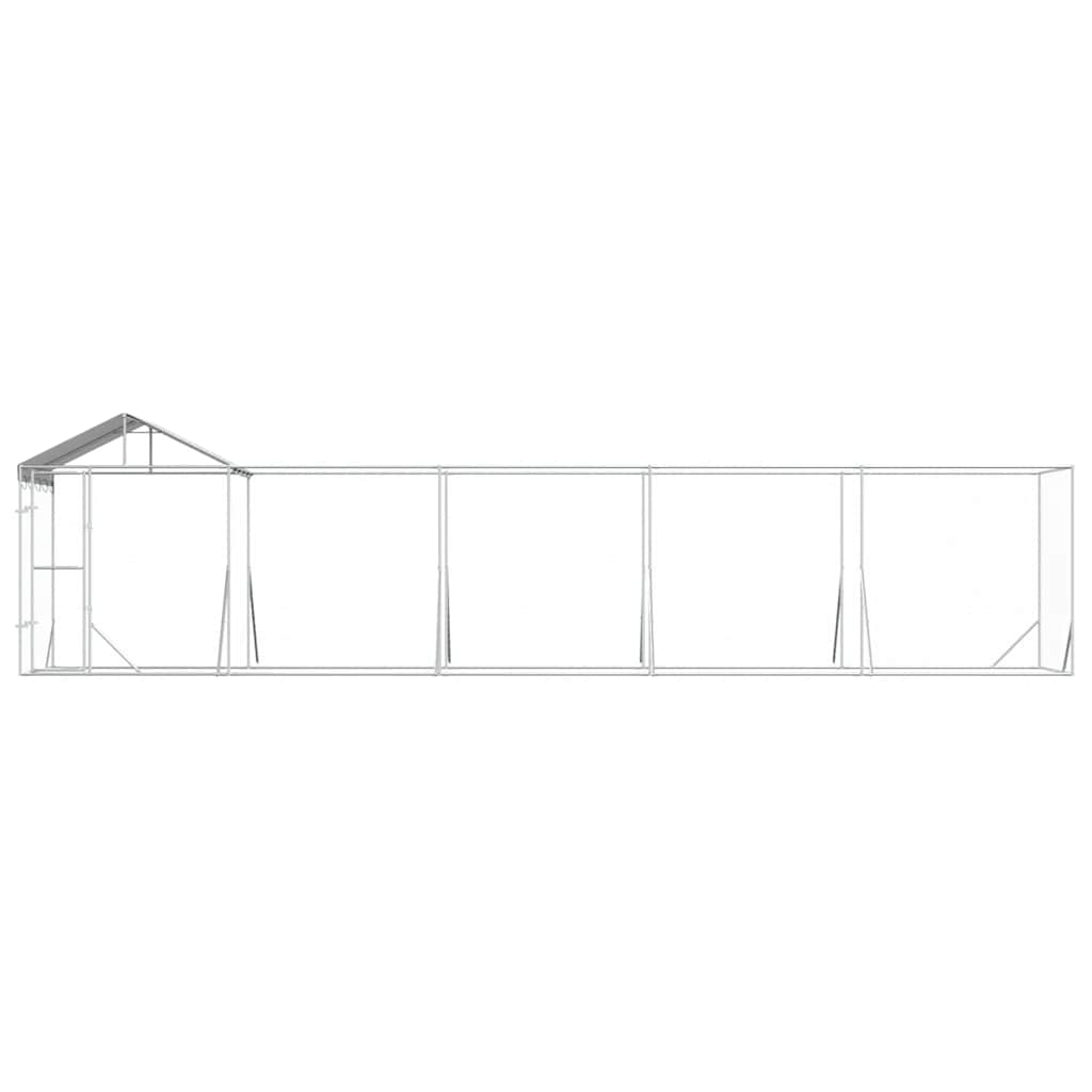 Outdoor-Hundezwinger mit Dach Silbern 10x2x2,5 m Stahl Verzinkt