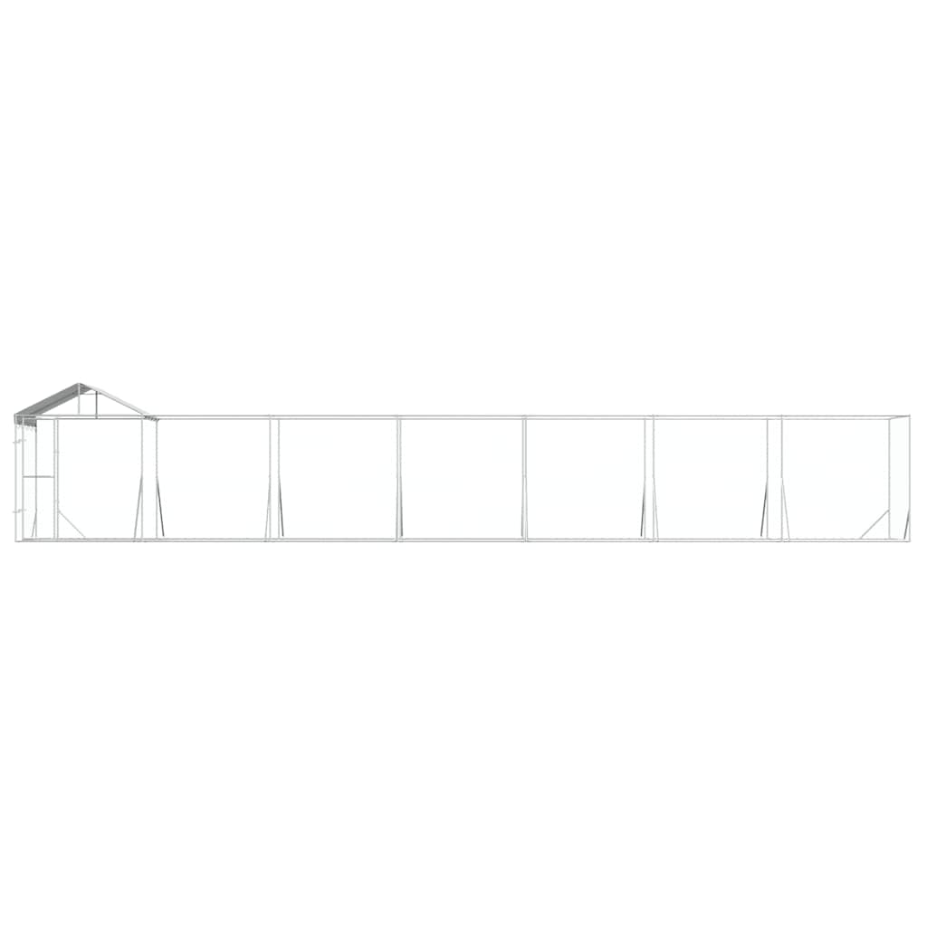 Outdoor-Hundezwinger mit Dach Silbern 14x2x2,5 m Stahl Verzinkt