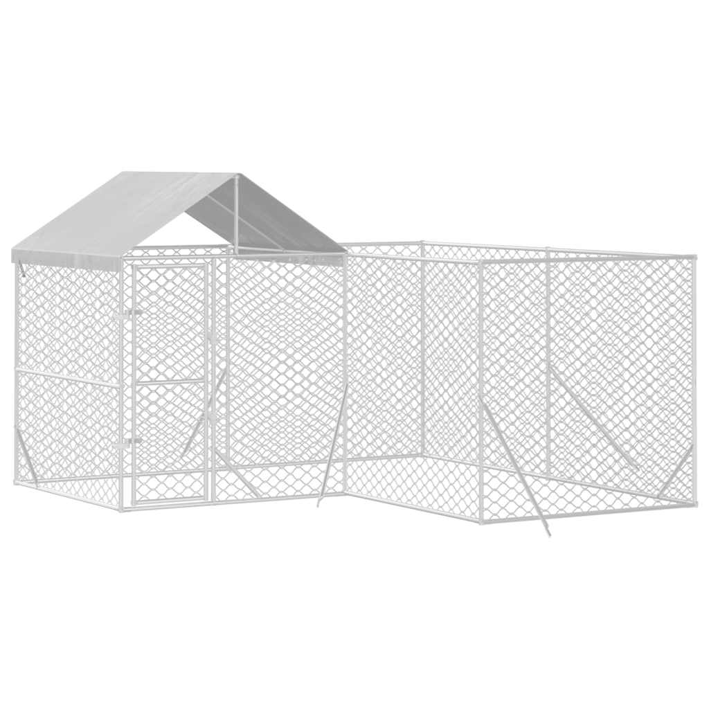 Outdoor-Hundezwinger mit Dach Silbern 4x4x2,5m Verzinkter Stahl