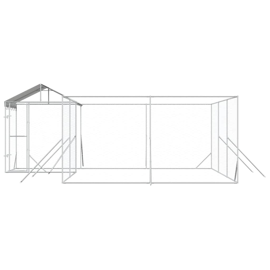 Outdoor-Hundezwinger mit Dach Silbern 6x6x2,5m Verzinkter Stahl