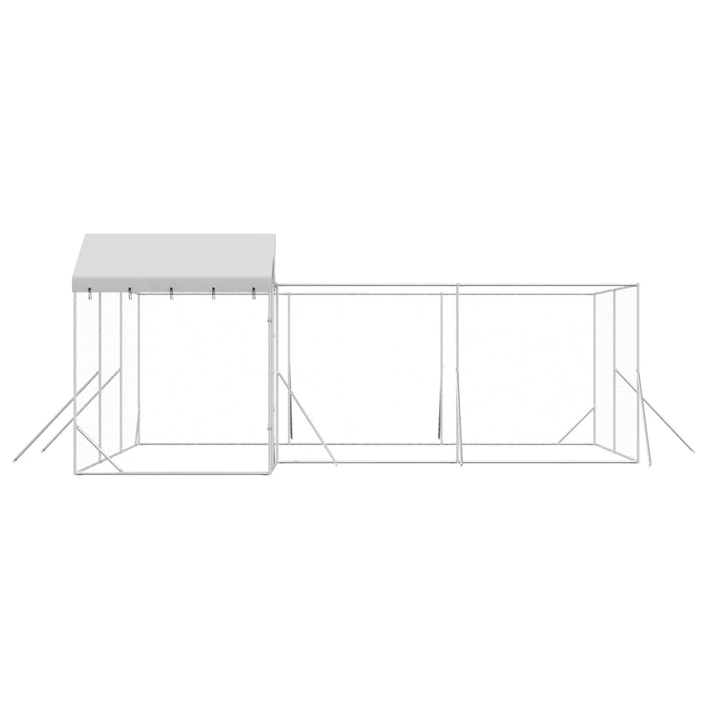 Outdoor-Hundezwinger mit Dach Silbern 6x6x2,5m Verzinkter Stahl