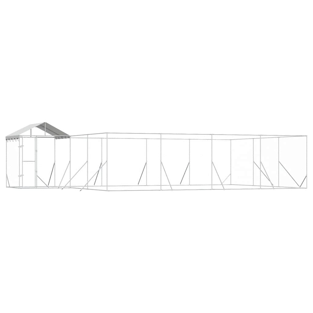 Outdoor-Hundezwinger mit Dach Silbern 10x6x2,5 m Stahl Verzinkt