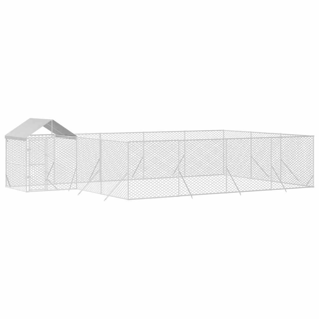 Outdoor-Hundezwinger mit Dach Silbern 10x6x2,5 m Stahl Verzinkt