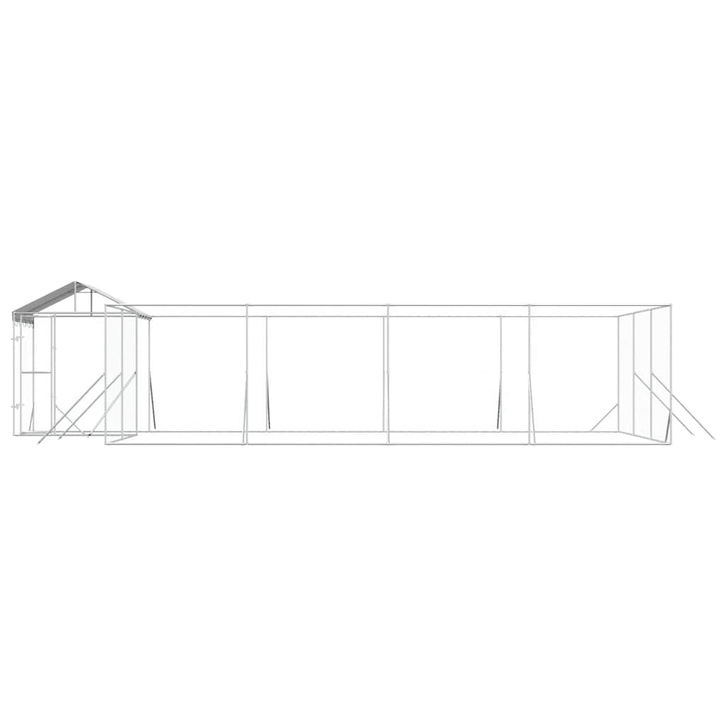 Outdoor-Hundezwinger mit Dach Silbern 10x6x2,5 m Stahl Verzinkt