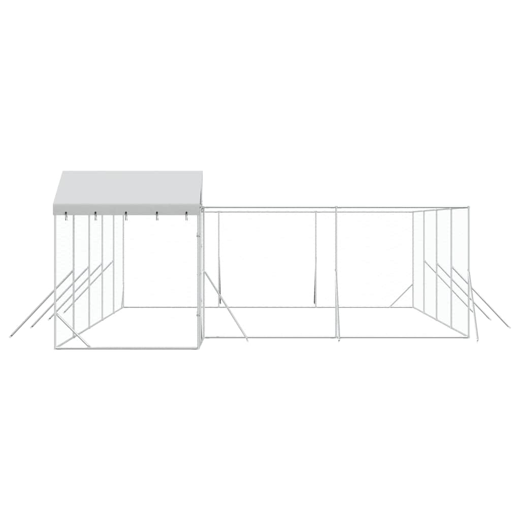 Outdoor-Hundezwinger mit Dach Silbern 10x6x2,5 m Stahl Verzinkt