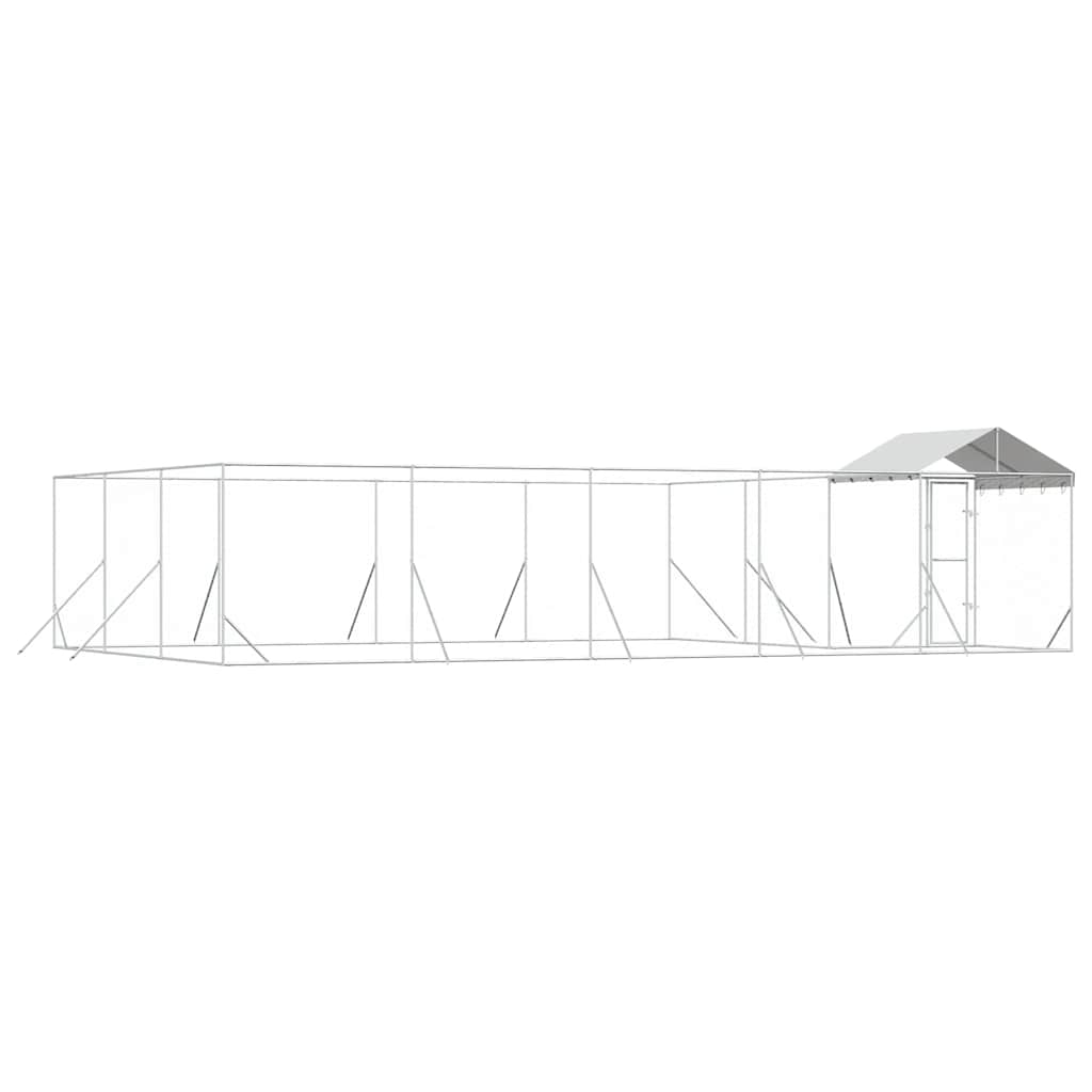 Outdoor-Hundezwinger mit Dach Silbern 10x6x2,5 m Stahl Verzinkt