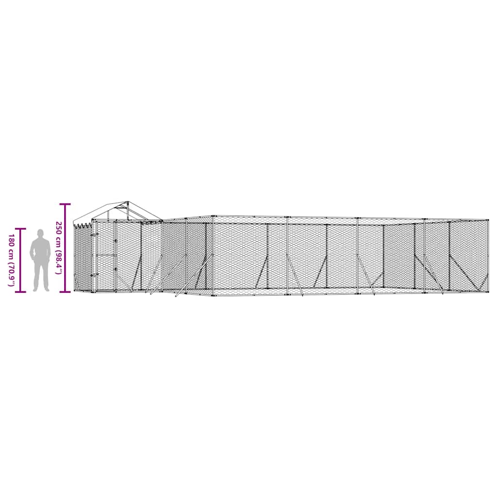 Outdoor-Hundezwinger mit Dach Silbern 10x6x2,5 m Stahl Verzinkt