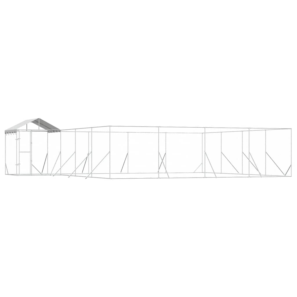 Outdoor-Hundezwinger mit Dach Silbern 10x8x2,5 m Stahl Verzinkt