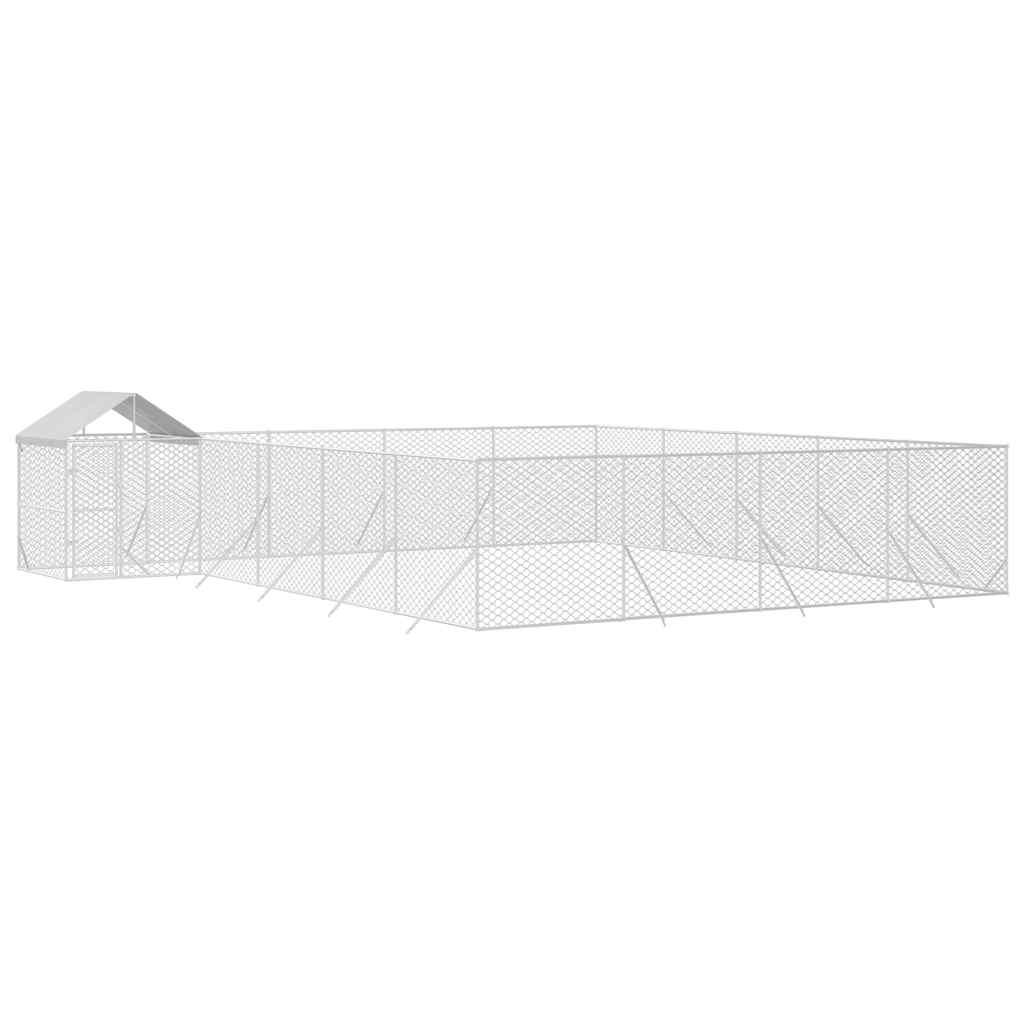 Outdoor-Hundezwinger mit Dach Silbern 10x8x2,5 m Stahl Verzinkt