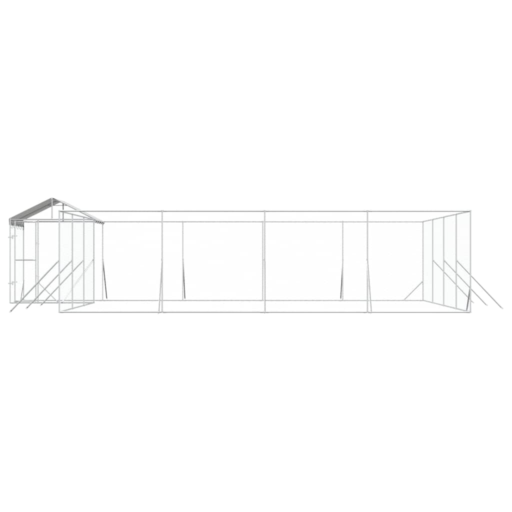Outdoor-Hundezwinger mit Dach Silbern 10x8x2,5 m Stahl Verzinkt