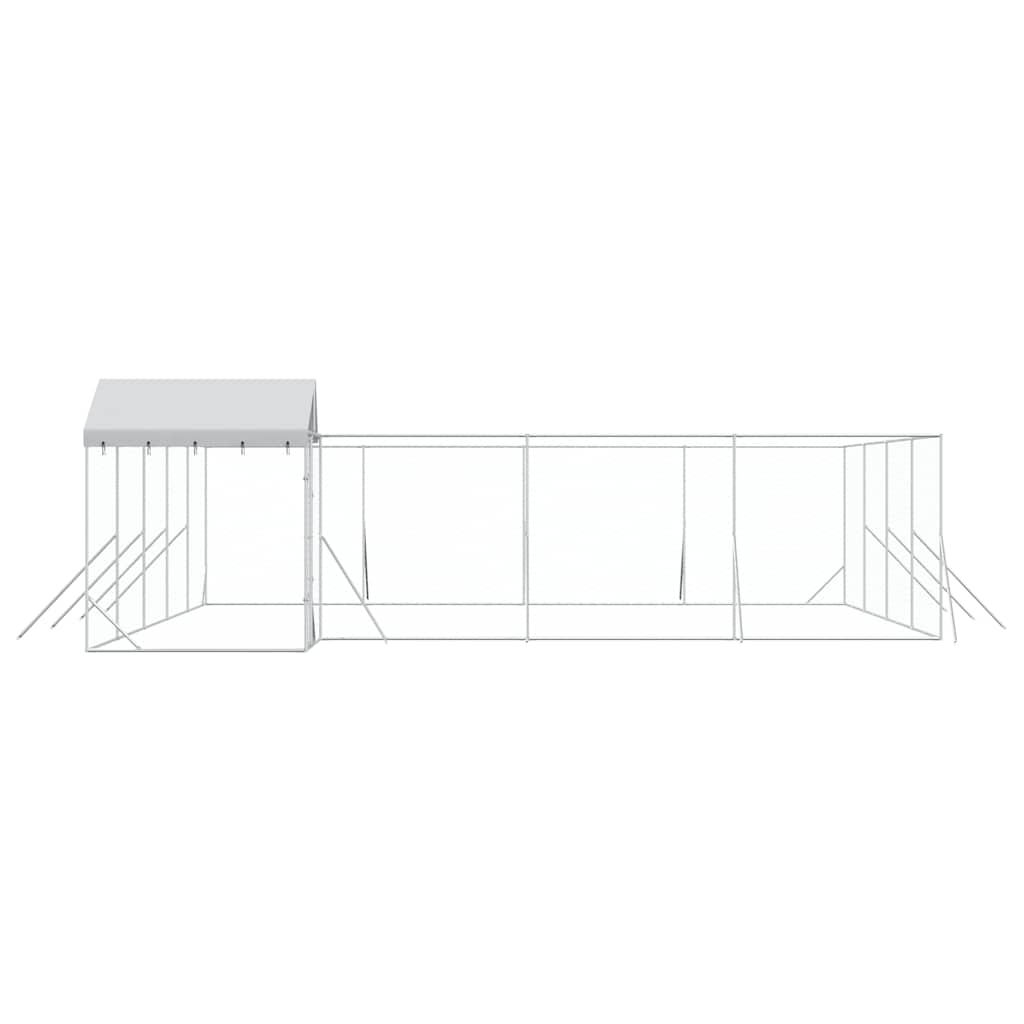 Outdoor-Hundezwinger mit Dach Silbern 10x8x2,5 m Stahl Verzinkt