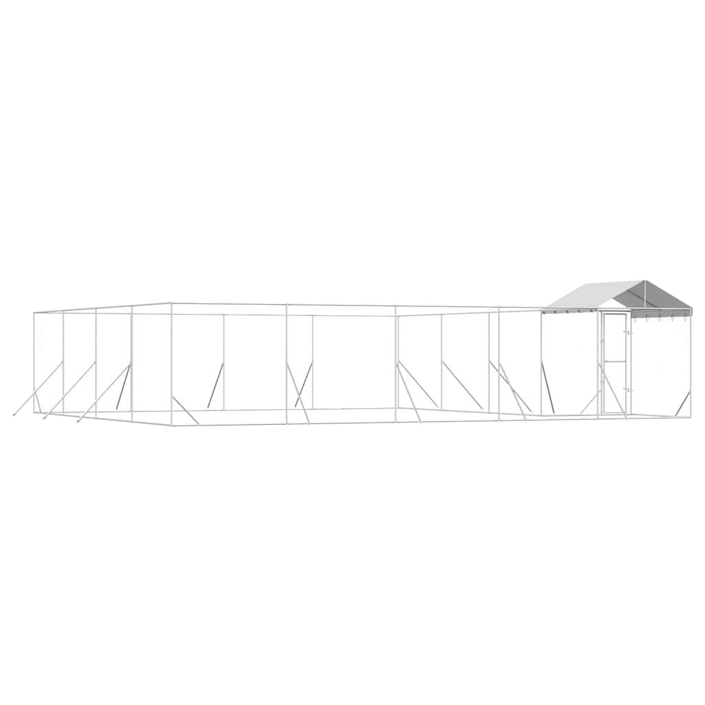 Outdoor-Hundezwinger mit Dach Silbern 10x8x2,5 m Stahl Verzinkt