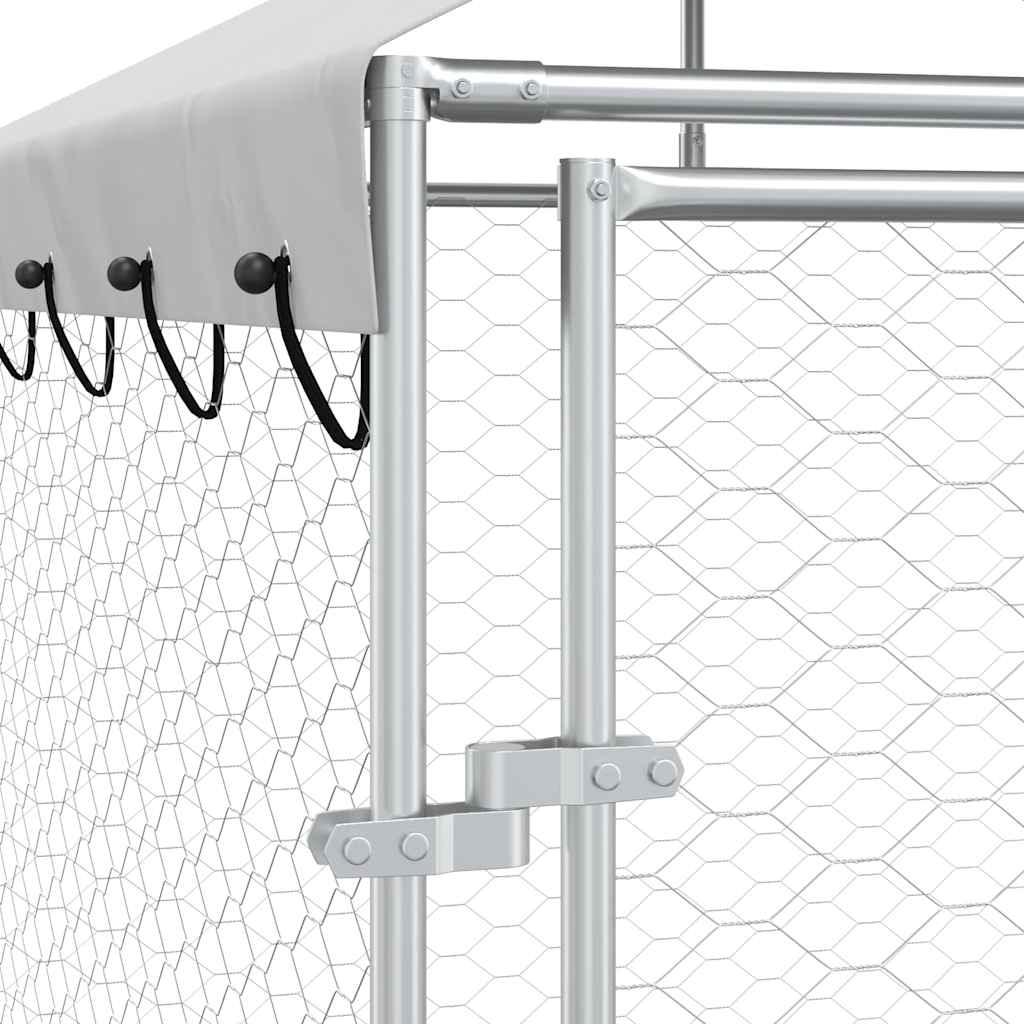 Outdoor-Hundezwinger mit Dach Silbern 10x8x2,5 m Stahl Verzinkt