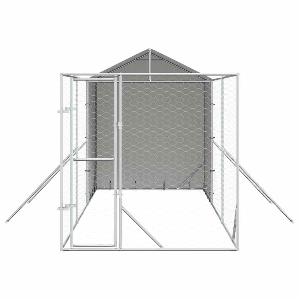 Outdoor-Hundezwinger mit Dach Silbern 2x6x2,5m Verzinkter Stahl