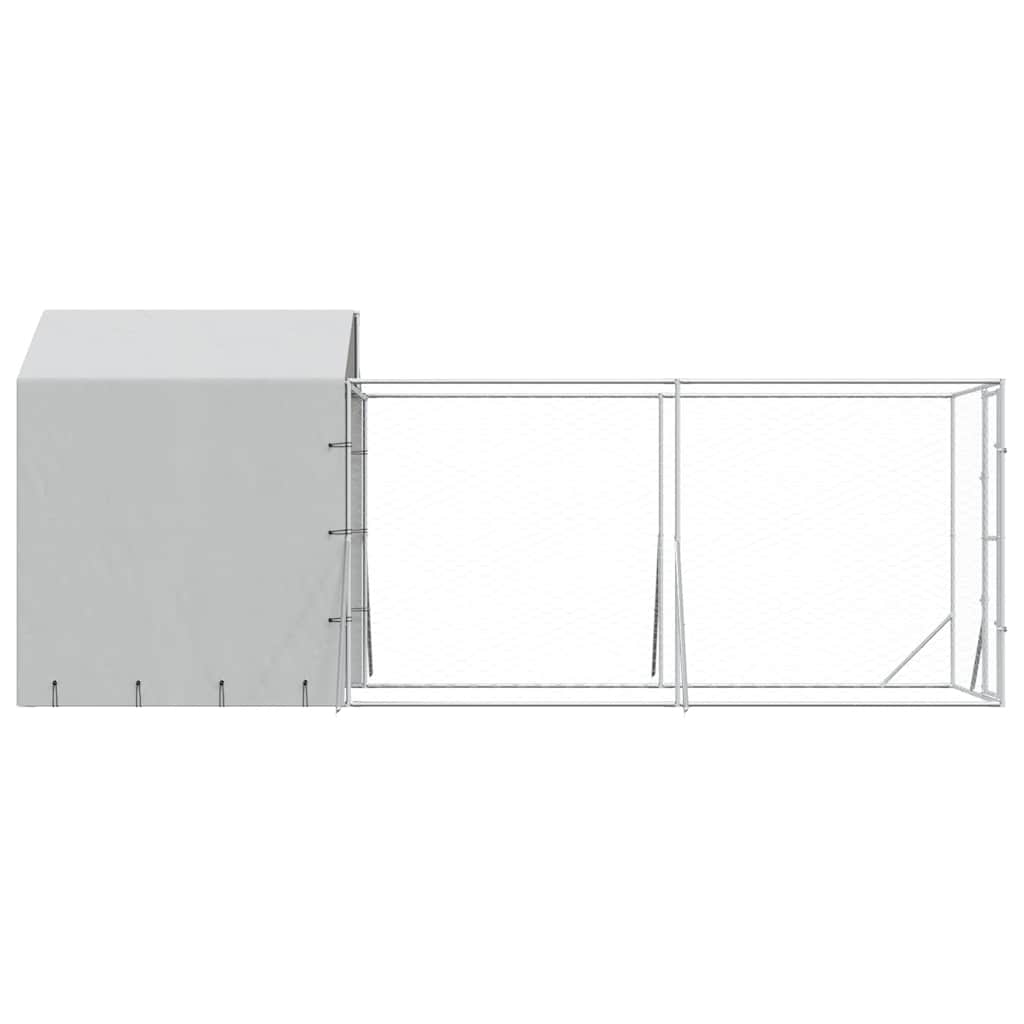 Outdoor-Hundezwinger mit Dach Silbern 2x6x2,5m Verzinkter Stahl