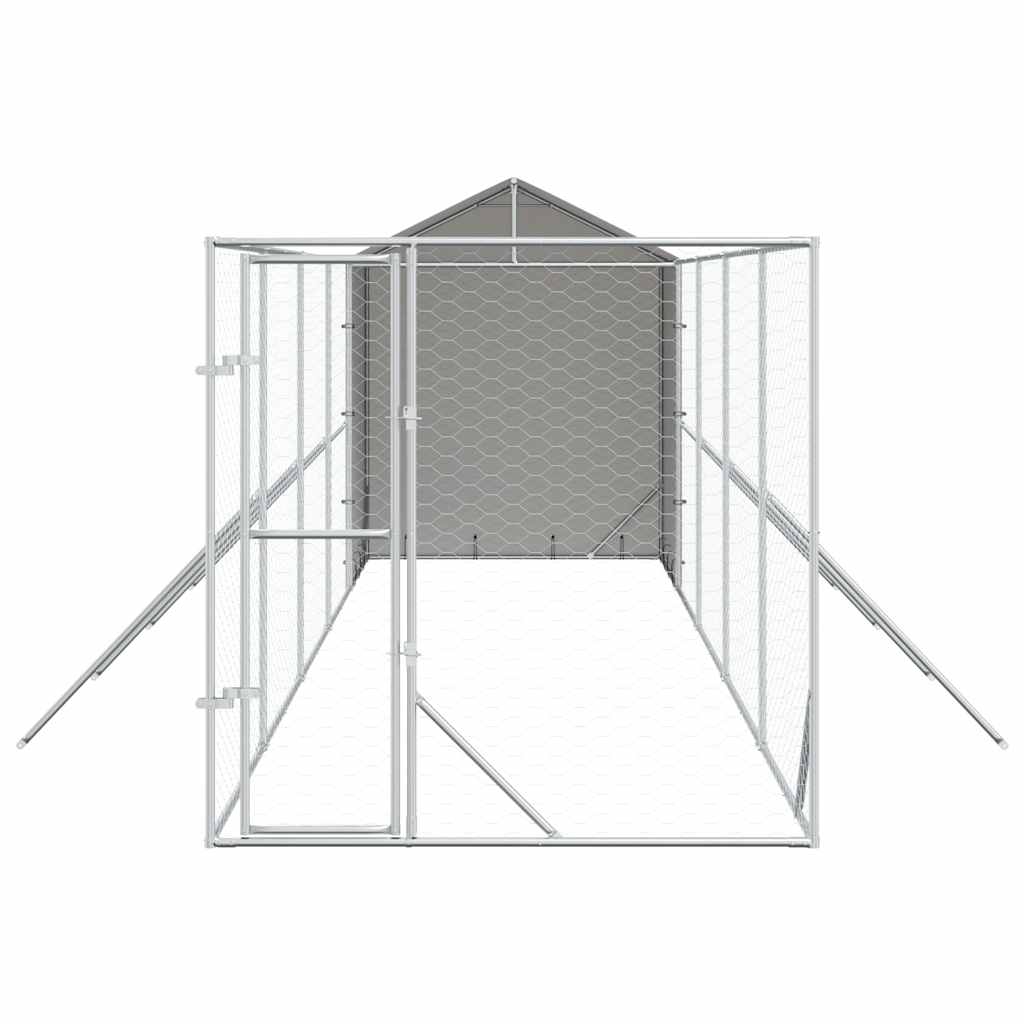 Outdoor-Hundezwinger mit Dach Silbern 2x10x2,5 m Stahl Verzinkt