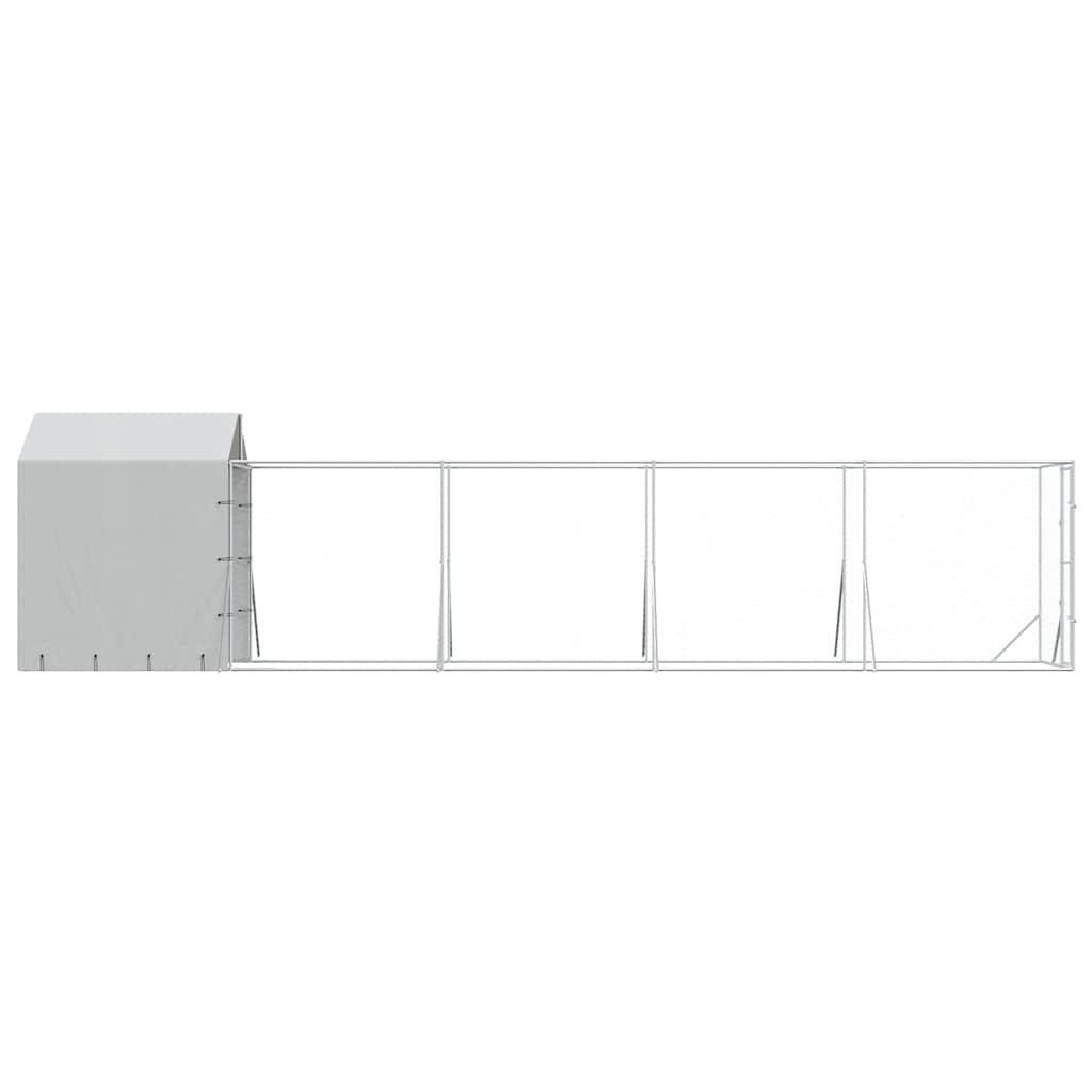 Outdoor-Hundezwinger mit Dach Silbern 2x10x2,5 m Stahl Verzinkt