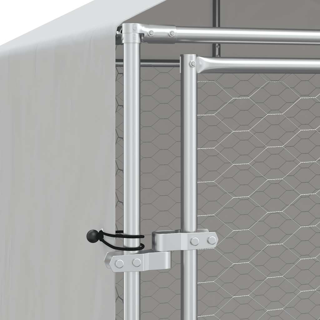 Outdoor-Hundezwinger mit Dach Silbern 2x10x2,5 m Stahl Verzinkt