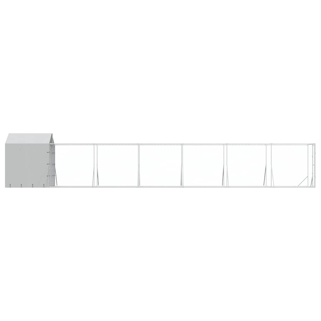 Outdoor-Hundezwinger mit Dach Silbern 2x14x2,5 m Stahl Verzinkt
