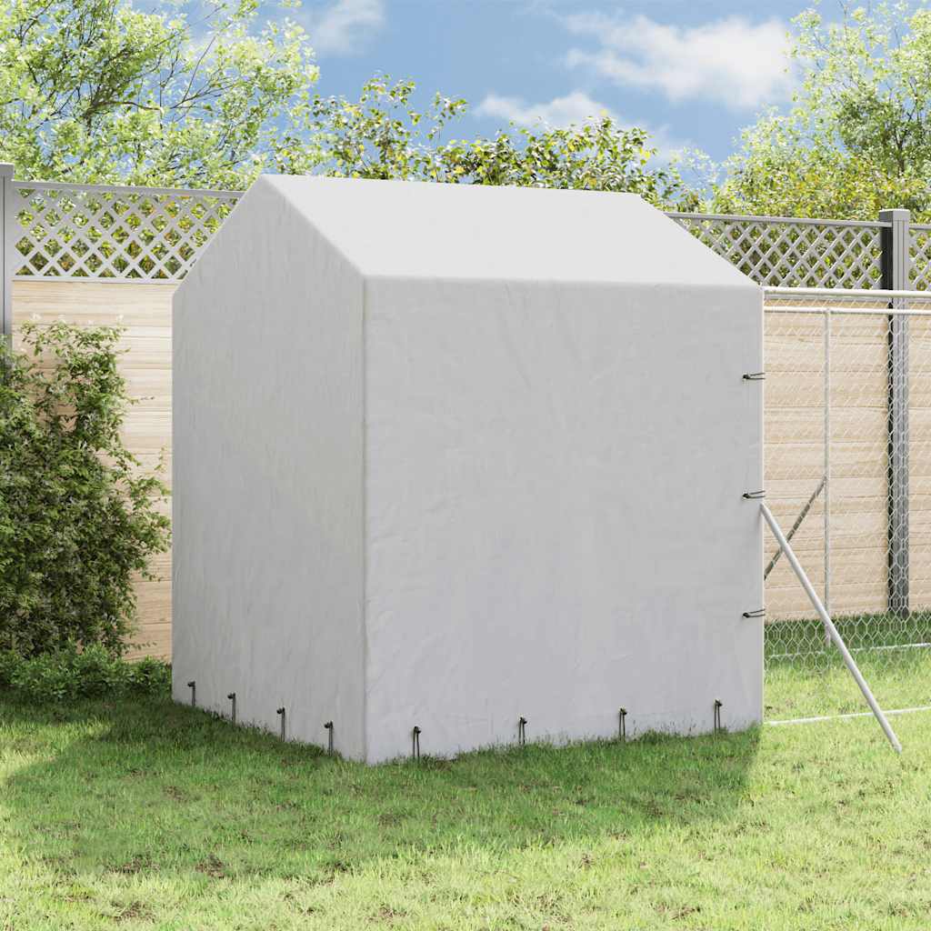 Outdoor-Hundezwinger mit Dach Silbern 2x14x2,5 m Stahl Verzinkt
