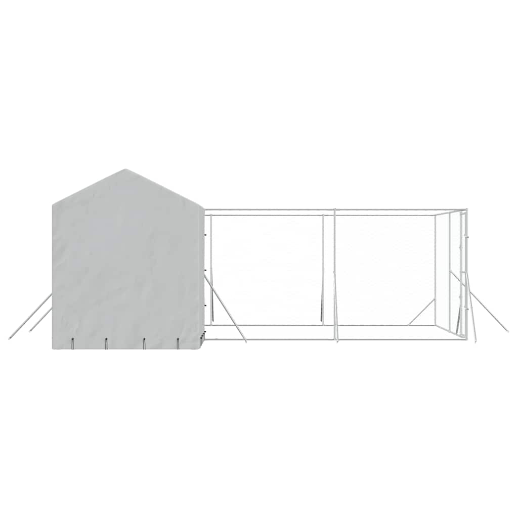 Outdoor-Hundezwinger mit Dach Silbern 6x6x2,5m Verzinkter Stahl