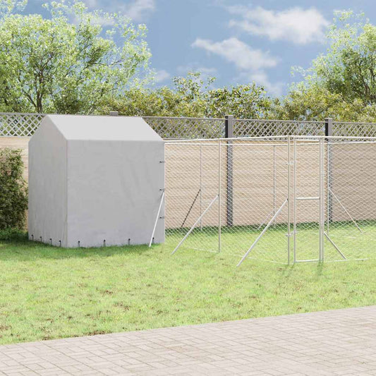 Outdoor-Hundezwinger mit Dach Silbern 6x6x2,5m Verzinkter Stahl