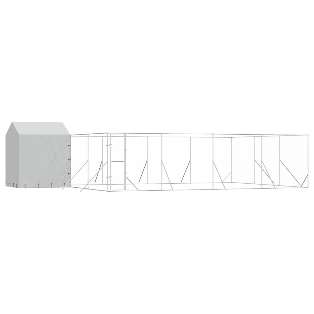 Outdoor-Hundezwinger mit Dach Silbern 10x6x2,5 m Stahl Verzinkt