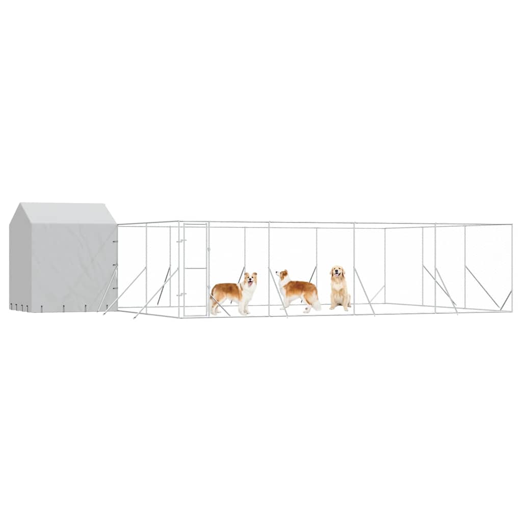 Outdoor-Hundezwinger mit Dach Silbern 10x6x2,5 m Stahl Verzinkt