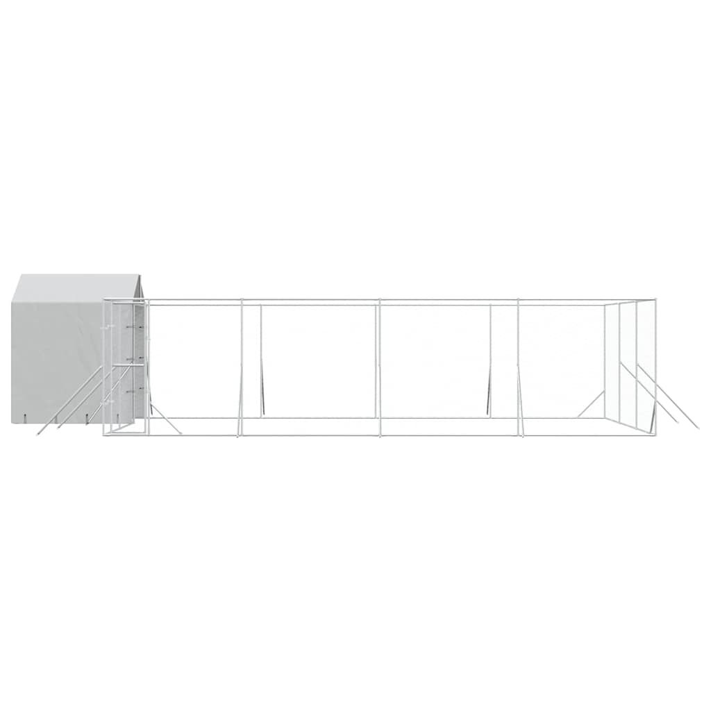 Outdoor-Hundezwinger mit Dach Silbern 10x6x2,5 m Stahl Verzinkt