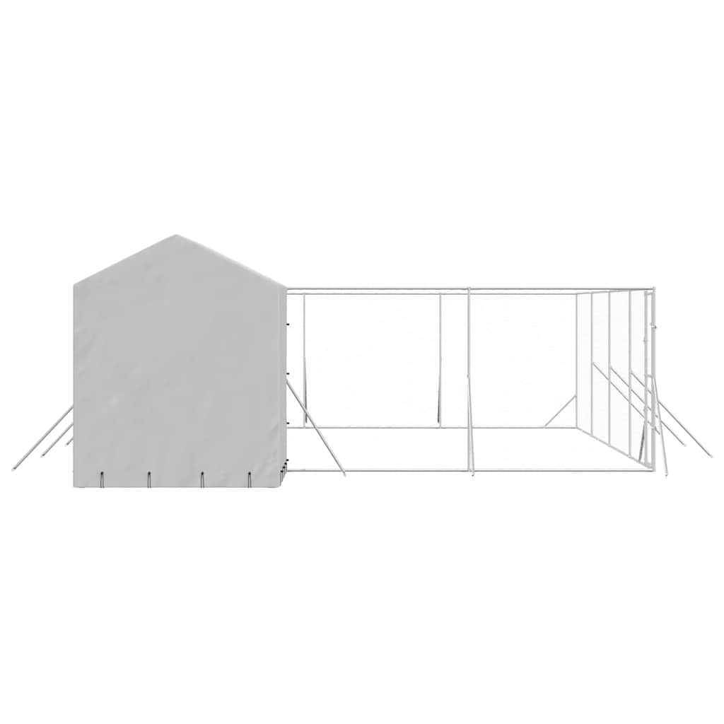 Outdoor-Hundezwinger mit Dach Silbern 10x6x2,5 m Stahl Verzinkt