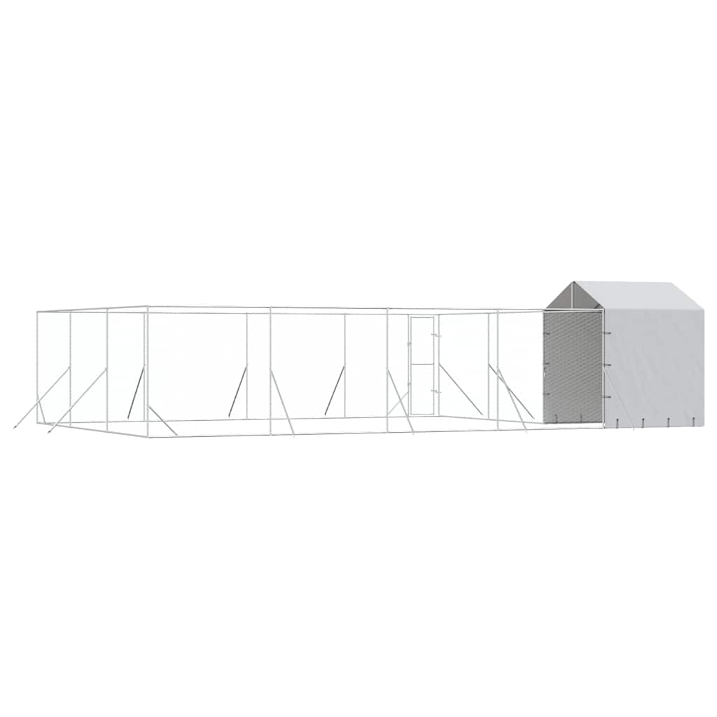 Outdoor-Hundezwinger mit Dach Silbern 10x6x2,5 m Stahl Verzinkt