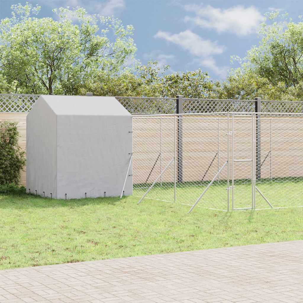 Outdoor-Hundezwinger mit Dach Silbern 10x6x2,5 m Stahl Verzinkt