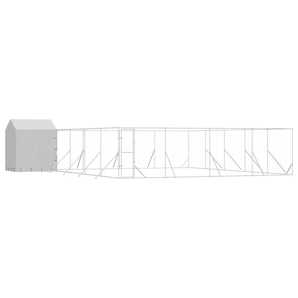 Outdoor-Hundezwinger mit Dach Silbern 10x10x2,5m Stahl Verzinkt