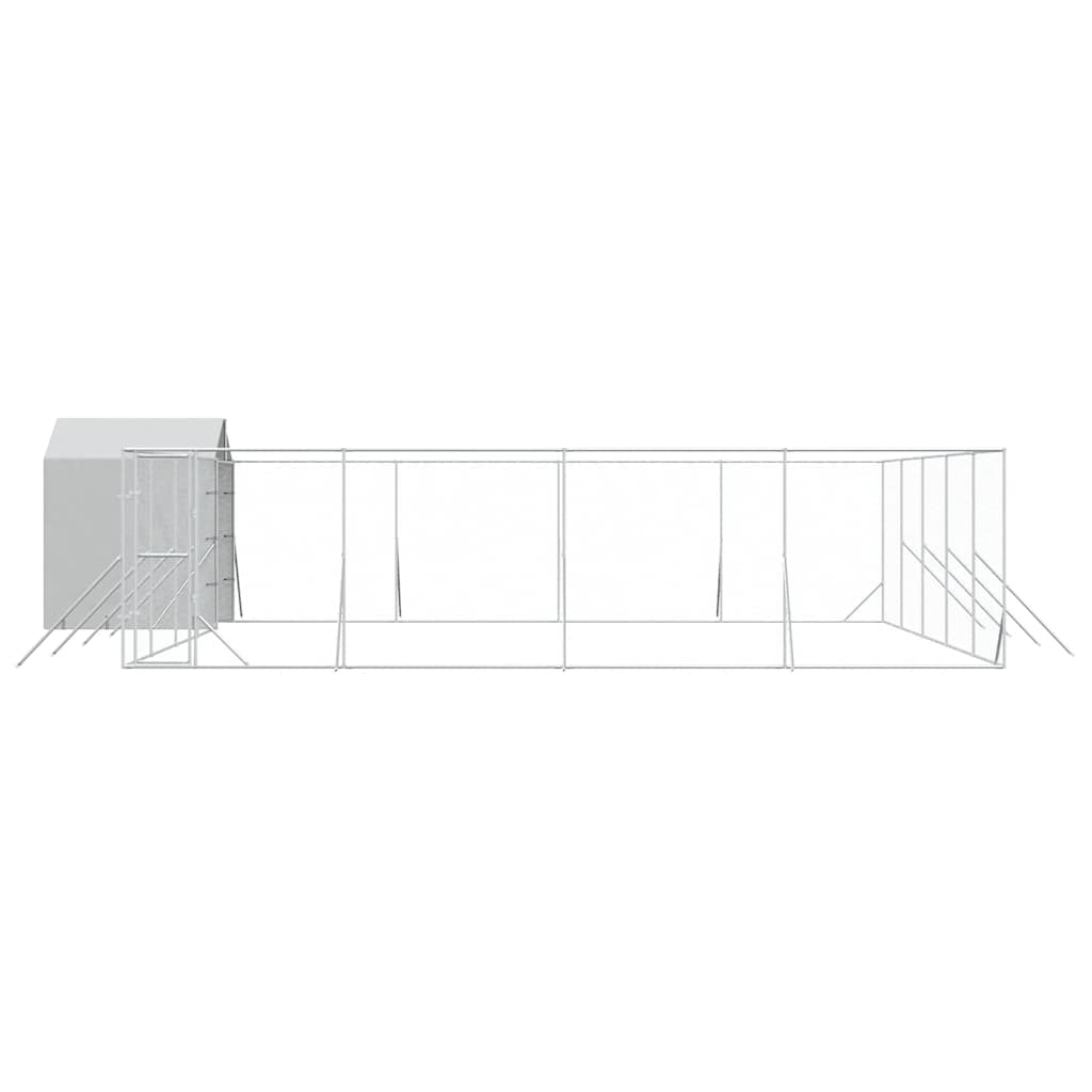 Outdoor-Hundezwinger mit Dach Silbern 10x10x2,5m Stahl Verzinkt