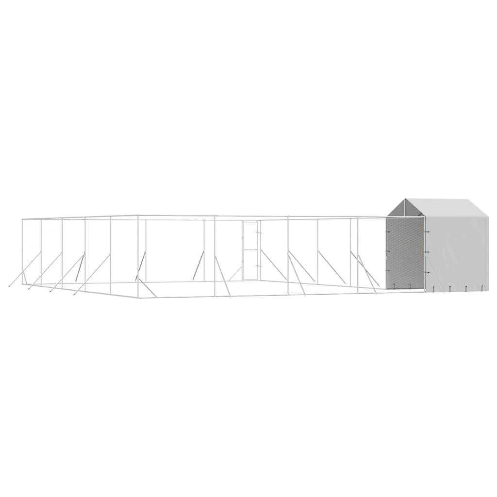 Outdoor-Hundezwinger mit Dach Silbern 10x10x2,5m Stahl Verzinkt