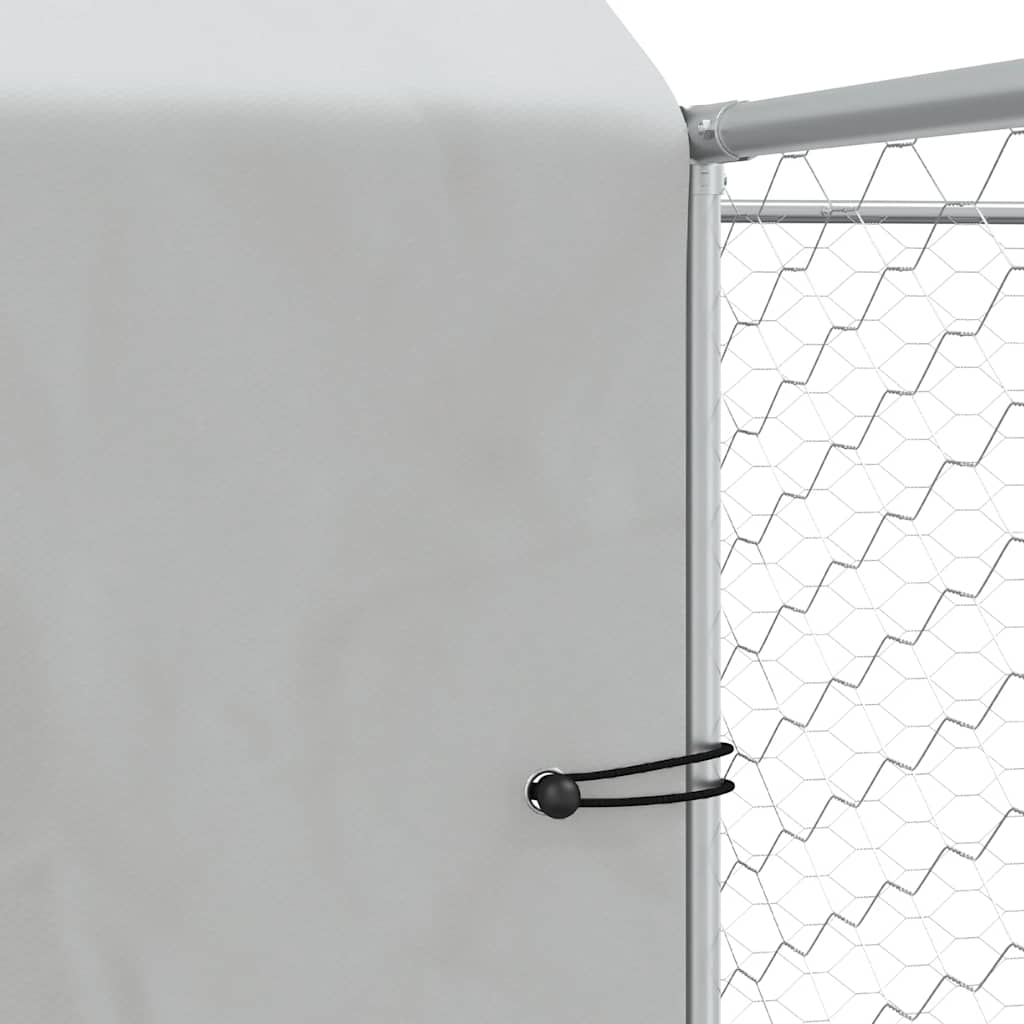 Outdoor-Hundezwinger mit Dach Silbern 10x10x2,5m Stahl Verzinkt