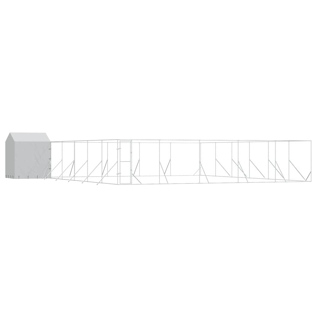 Outdoor-Hundezwinger mit Dach Silbern 12x12x2,5m Stahl Verzinkt