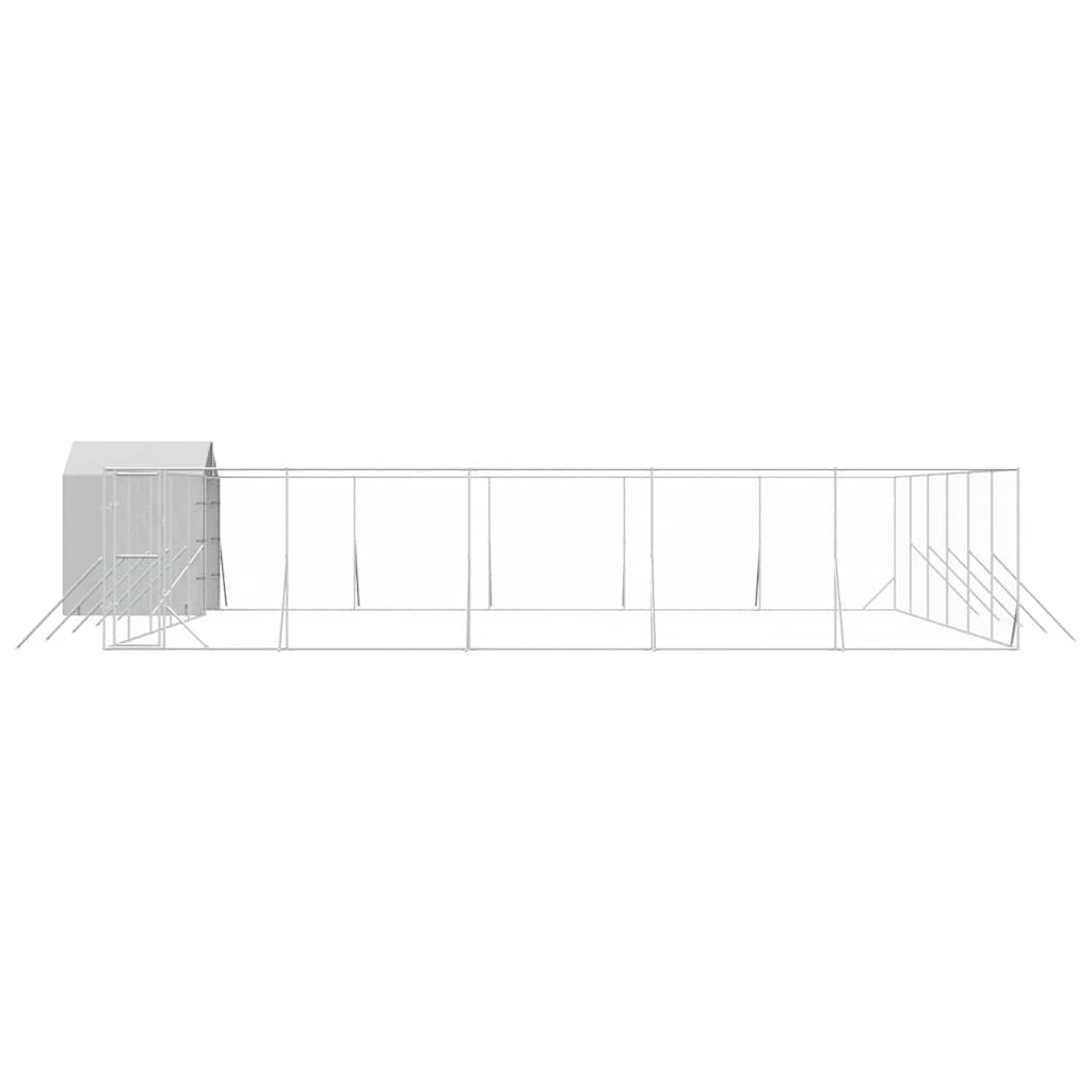 Outdoor-Hundezwinger mit Dach Silbern 12x12x2,5m Stahl Verzinkt