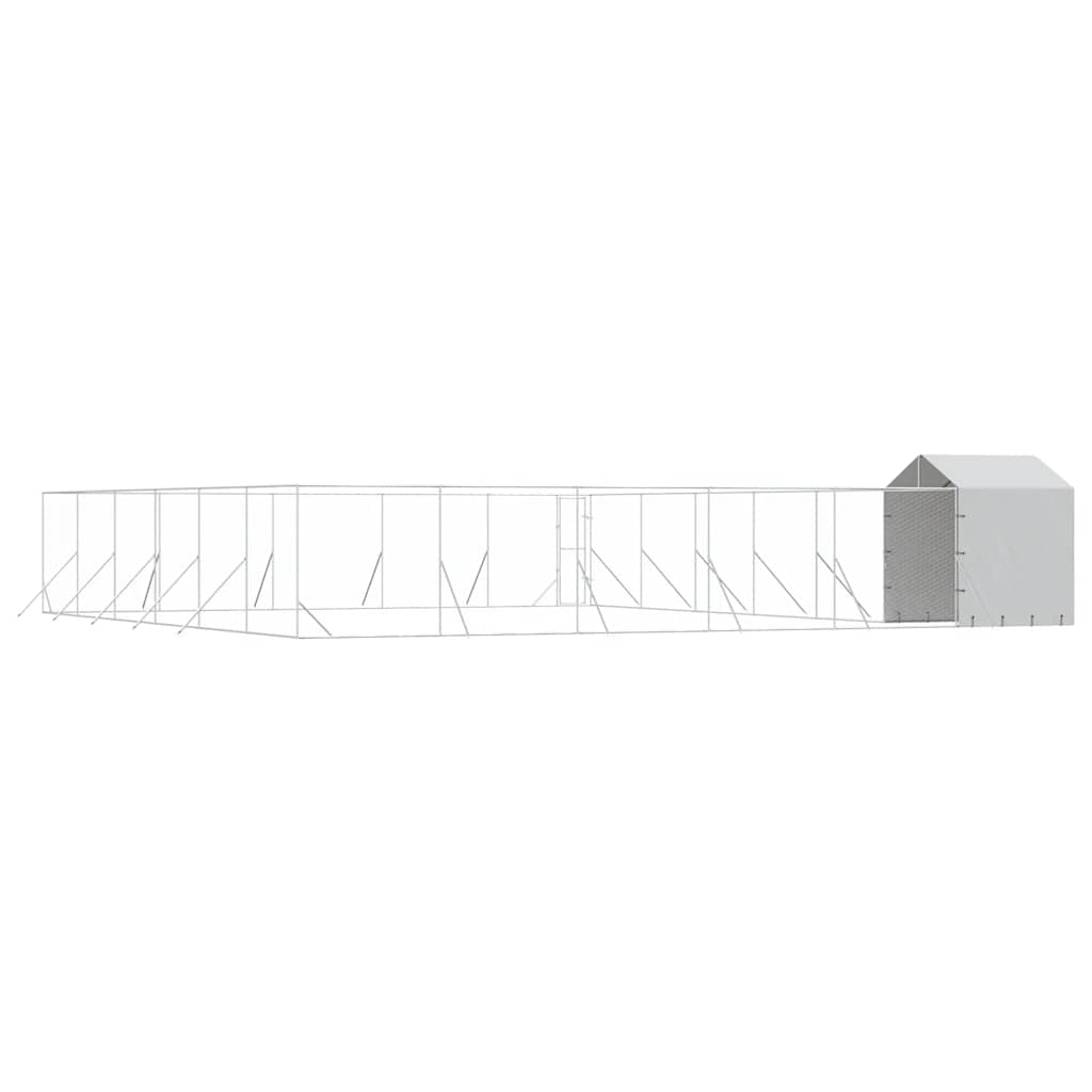 Outdoor-Hundezwinger mit Dach Silbern 12x12x2,5m Stahl Verzinkt