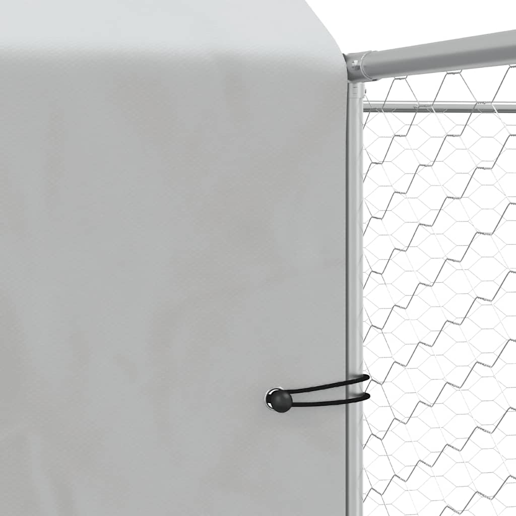 Outdoor-Hundezwinger mit Dach Silbern 12x12x2,5m Stahl Verzinkt