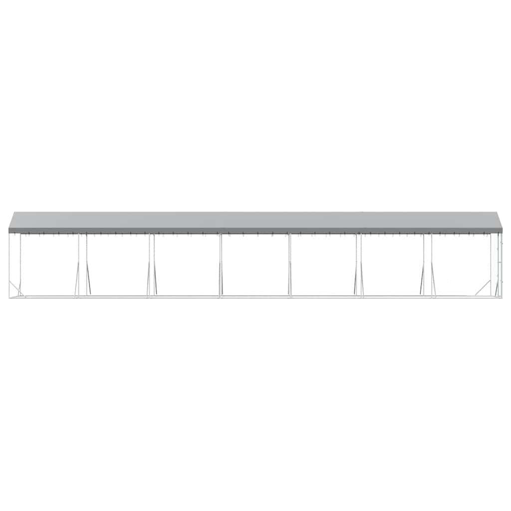 Outdoor-Hundezwinger mit Dach Silbern 2x14x2,5 m Stahl Verzinkt