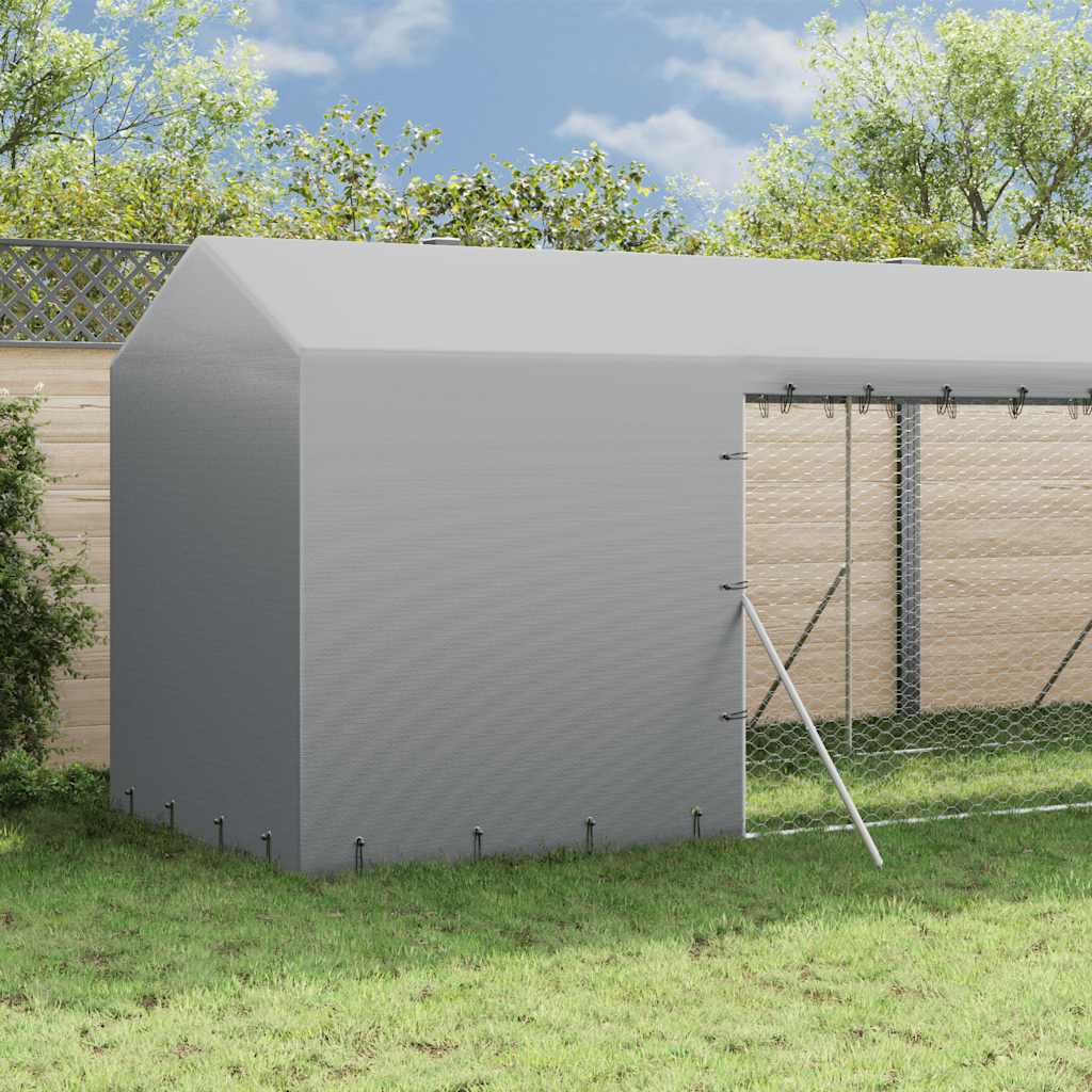 Outdoor-Hundezwinger mit Dach Silbern 2x6x2,5m Verzinkter Stahl