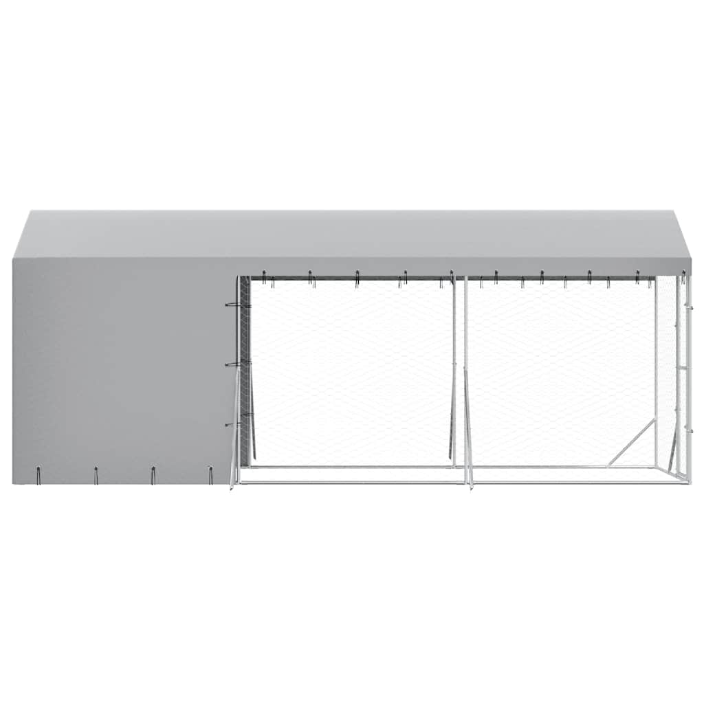 Outdoor-Hundezwinger mit Dach Silbern 2x6x2,5m Verzinkter Stahl