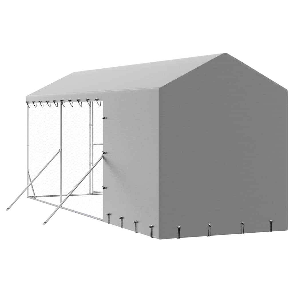 Outdoor-Hundezwinger mit Dach Silbern 2x6x2,5m Verzinkter Stahl