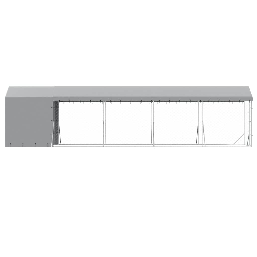 Outdoor-Hundezwinger mit Dach Silbern 2x10x2,5 m Stahl Verzinkt