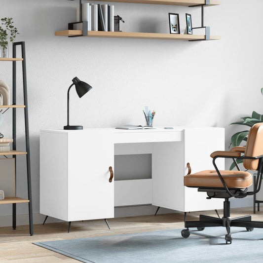 Bureau blanc 140x50x75 cm panneau de particules