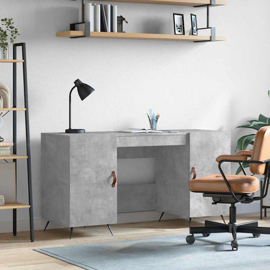 Bureau gris béton 140x50x75 cm panneau de particules