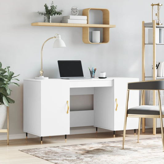 Bureau blanc 140x50x75 cm en bois d'ingénierie