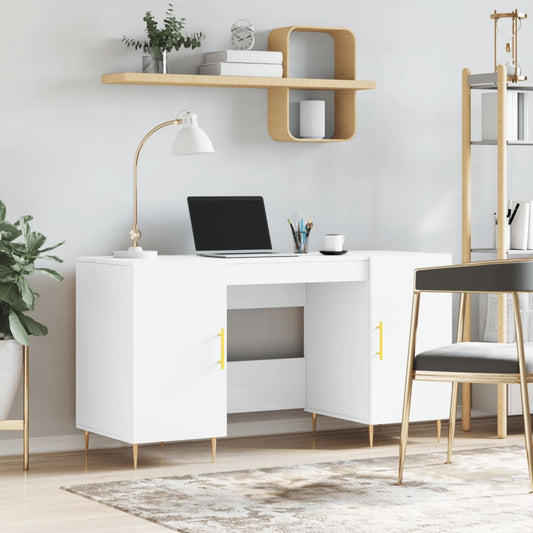 Bureau blanc 140x50x75 cm en bois d'ingénierie
